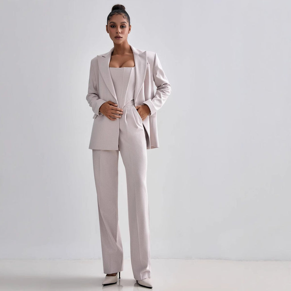 Women's Blazer with Waist Belt and Chic Lapel