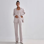 Women's Blazer with Waist Belt and Chic Lapel
