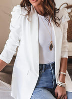 Women's Blazer with Puff Sleeve Design