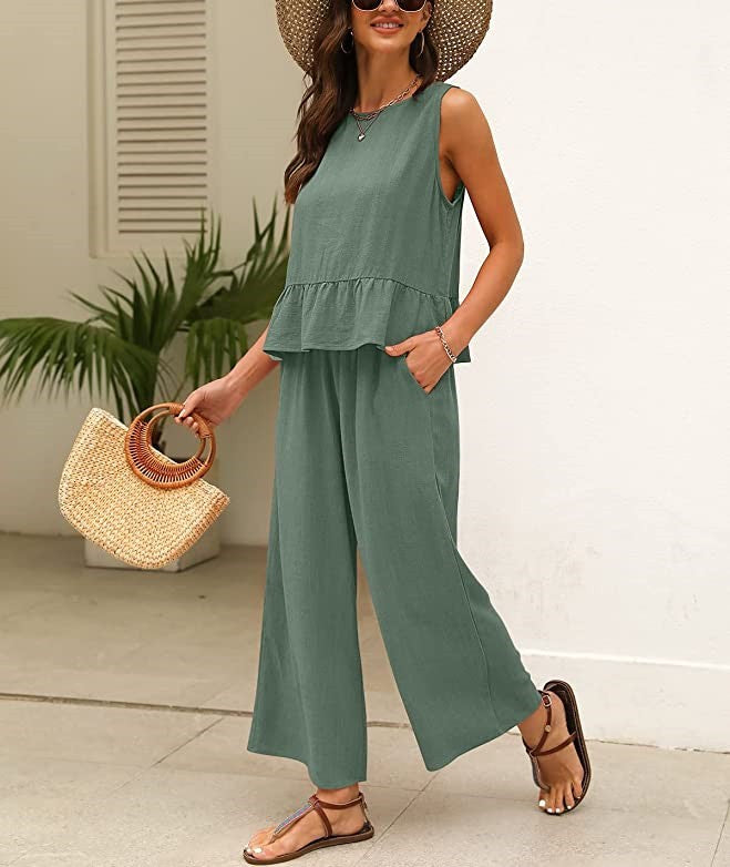 Women's Airy Jumpsuit with Ruffled Hem