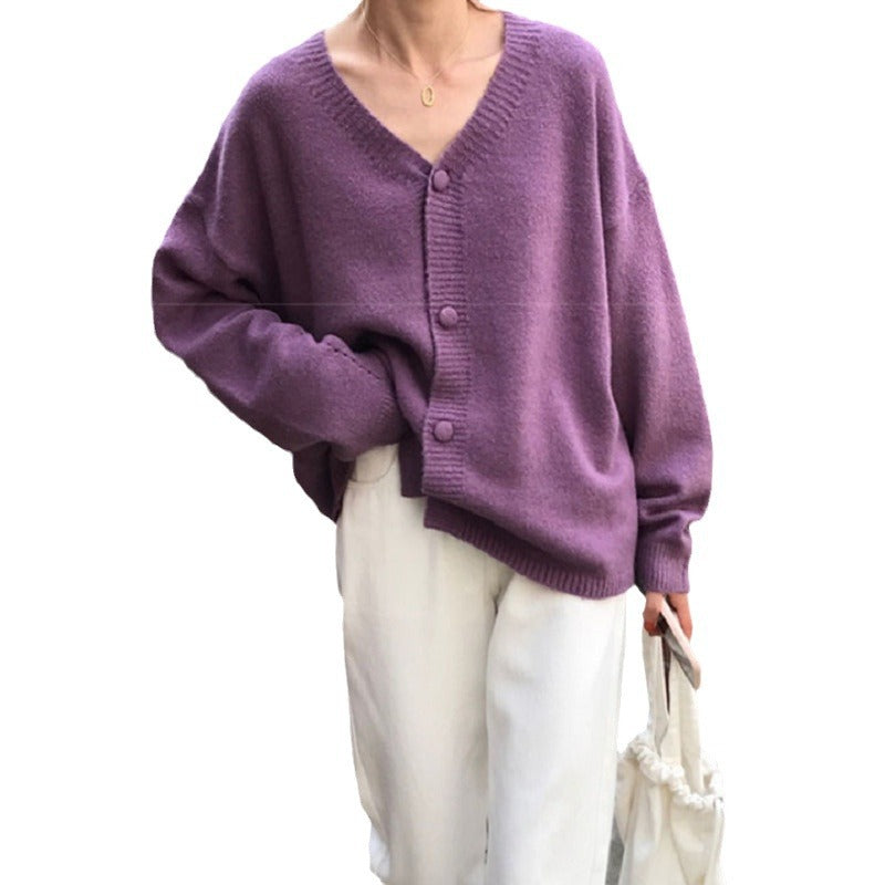 Women's Fluffy Button-Down Cardigan