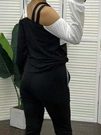 Women's Asymmetrical Off-Shoulder Top with Connecting Straps