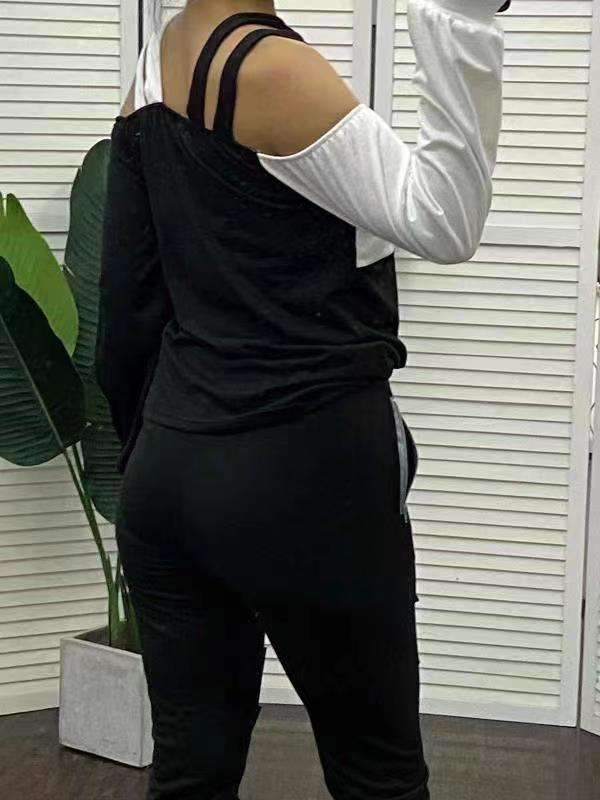 Women's Asymmetrical Off-Shoulder Top with Connecting Straps