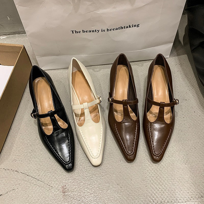 Women's Pointed-Toe Ballet Flats with Strap