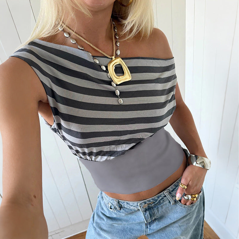 Women's Asymmetric Striped Top