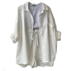 Women's Casual Short Oversized Shirt with Pockets