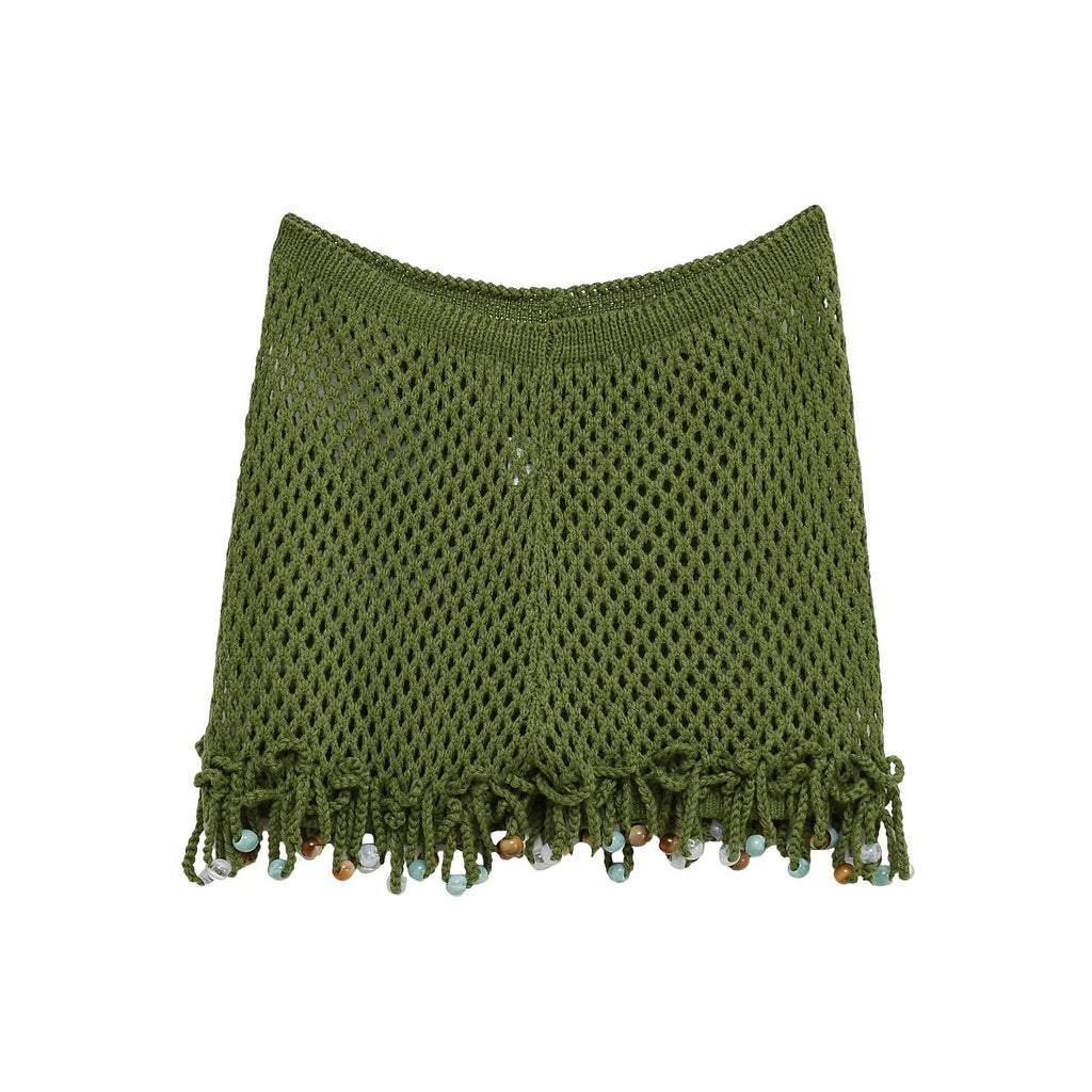 Women's Mesh Mini Skirt with Tassels