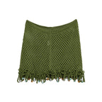 Women's Mesh Mini Skirt with Tassels