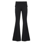 Women's Flared Pants with Decorative Snap Details