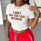 Women's Crop Shirt with Creative Statement and Fitted Cut