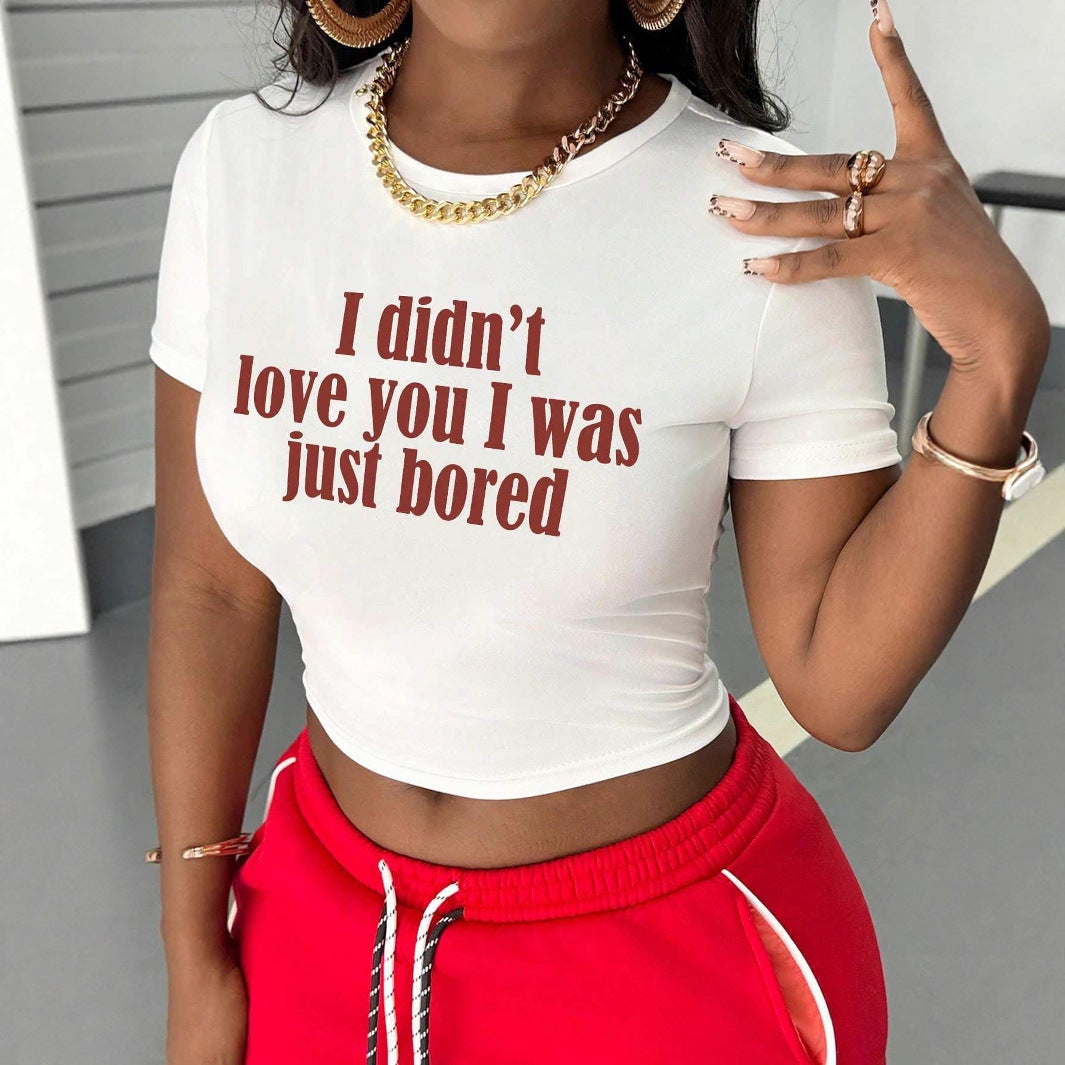 Women's Crop Shirt with Creative Statement and Fitted Cut