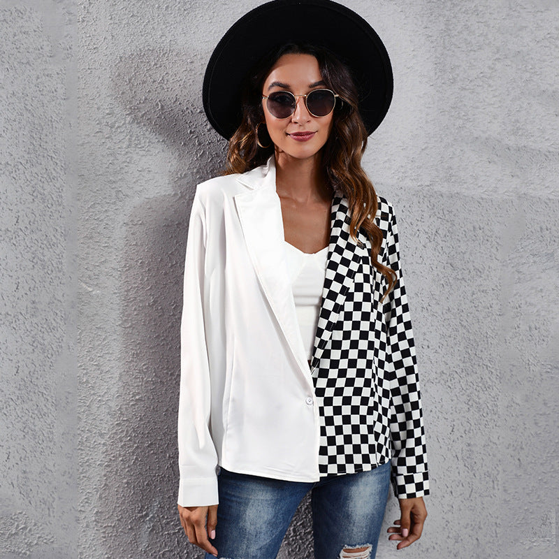 Women's Asymmetric Plaid Blazer