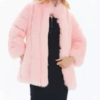 Women's Luxurious Faux Fur Coat with Voluminous Sleeves