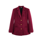Women's Elegant Plaid Blazer with Gold Buttons