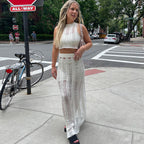 Women's Crocheted Crop Top and Maxi Skirt Set
