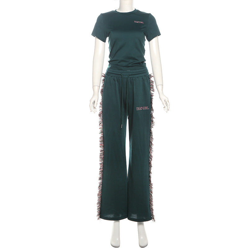Women's Leisure Suit with Fringed Details