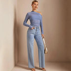 Women's Asymmetrical Long-Sleeve Bodysuit with Ruching