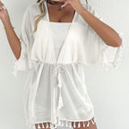 Women's Elegant Beach Poncho with Tassels