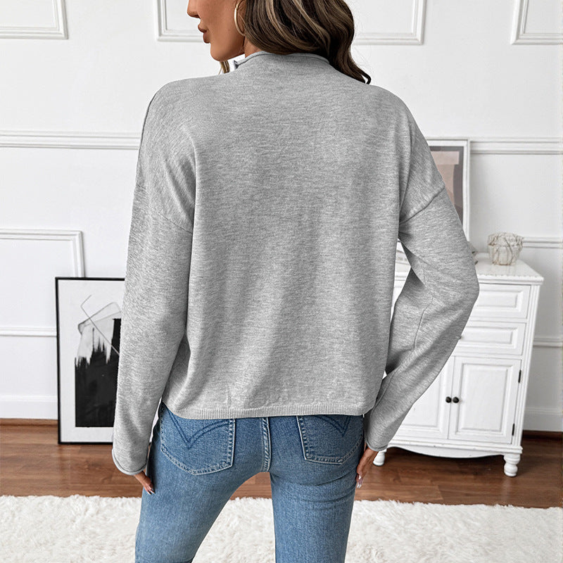 Women's Cotton Button-Down Blouse with Round Neck