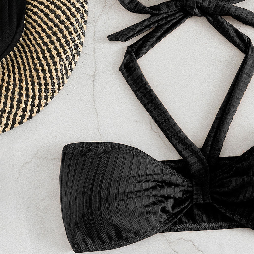 Women's Bandeau Bikini with Wrap Design and Adjustable Straps