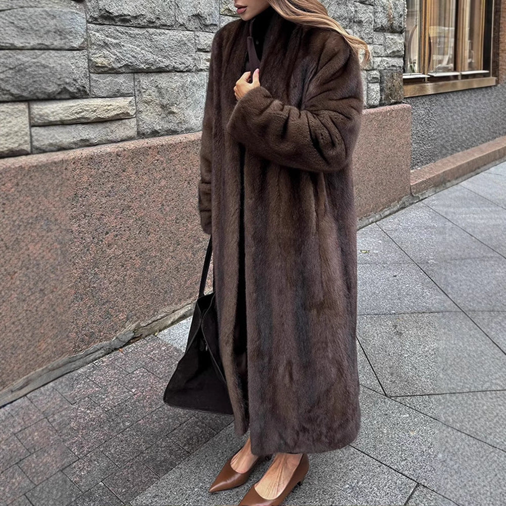 Women's Elegant and Fluffy Long Faux Fur Coat