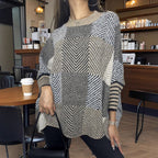 Women's Asymmetrical Knit Pullover with Zigzag Pattern