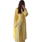 Women's Loungewear Set with Long-Sleeve Top and Wide Palazzo Pants