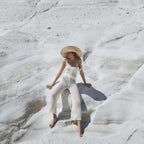 Women's Airy Cropped Crochet Top and High-Waisted Mesh Pants