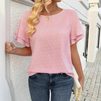 Women's Blouse with Airy Ruffle Sleeves and Textured Design