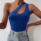 Women's Asymmetrical Bodysuit with Fashionable Cut-Out