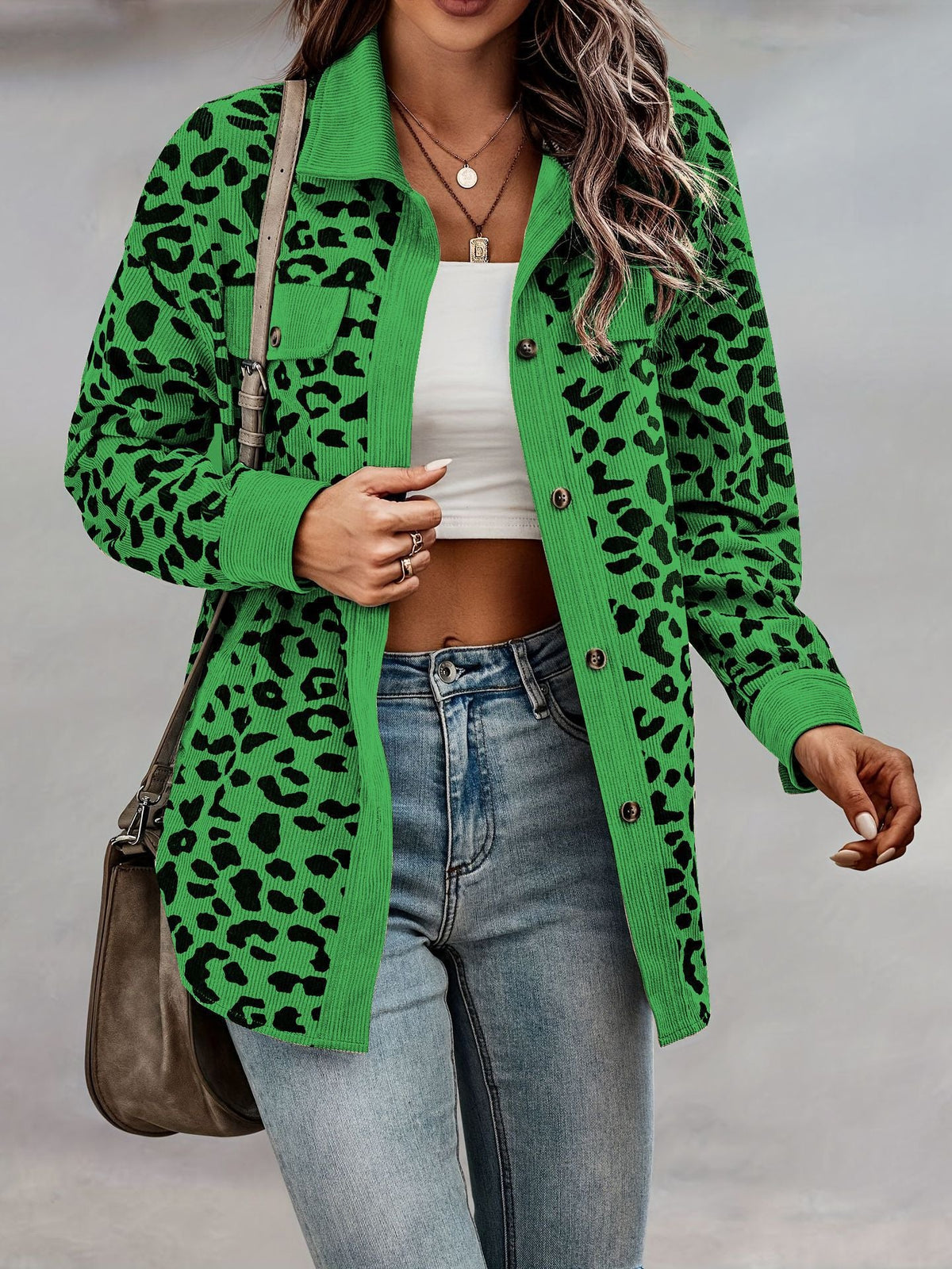 Women's Fashionable Leopard Print Overshirt