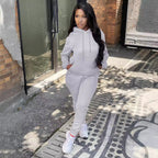 Men's casual jogging suit set with hoodie kangaroo pocket and tapered jogging pants