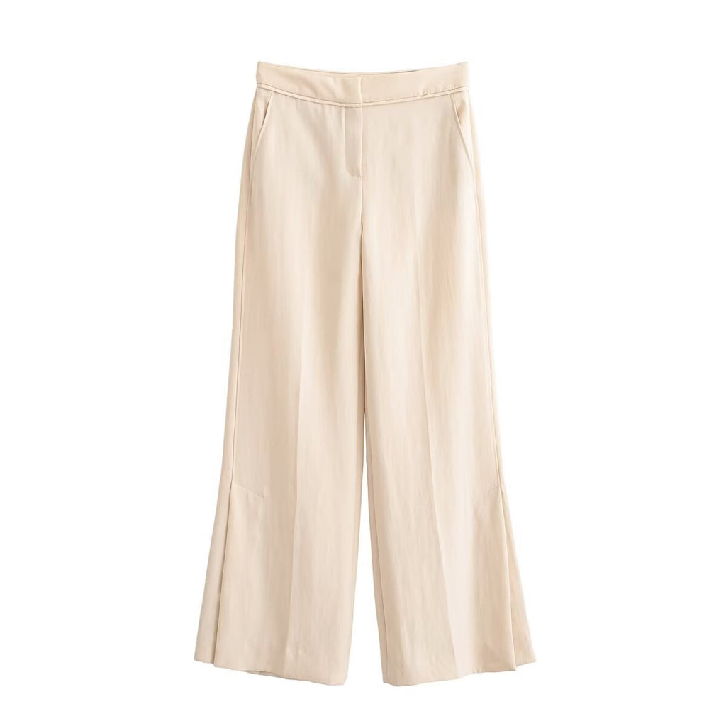 Women's Elegant Wide-Leg Trousers with Pockets