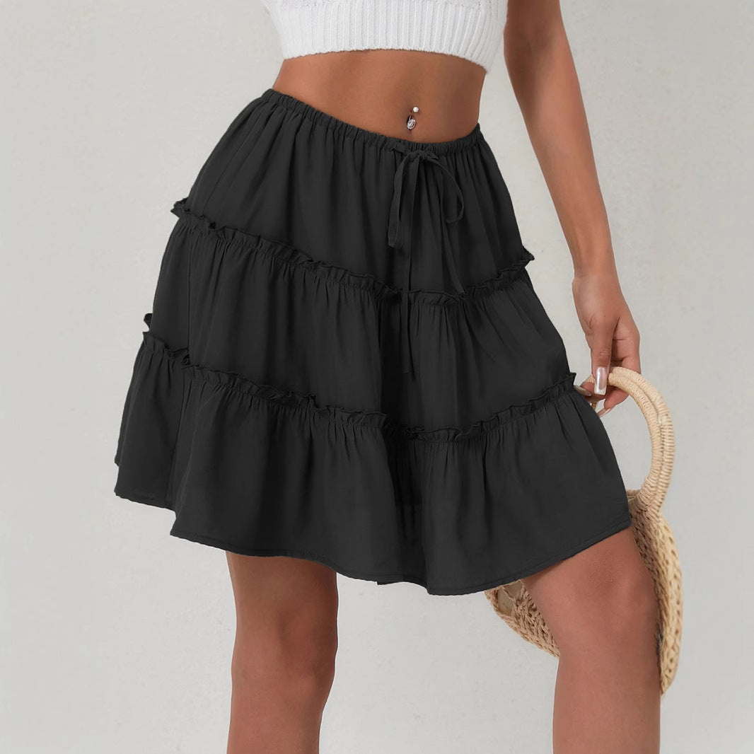Women's Midi Skirt with Voluminous Ruffles