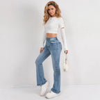 Women's High-Waisted Flared Jeans with Darts