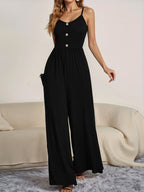 Women's Jumpsuit with Button-Up Top and Wide Leg