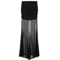 Women's Maxi Skirt with Sheer Chiffon and Gathered Waist