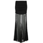 Women's Maxi Skirt with Sheer Chiffon and Gathered Waist