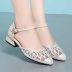 Women's Ballet Flats with Elegant Strap and Rhinestone Detail
