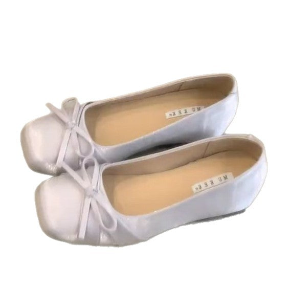 Women's Ballet Flats with Bow Detail and Comfort Footbed