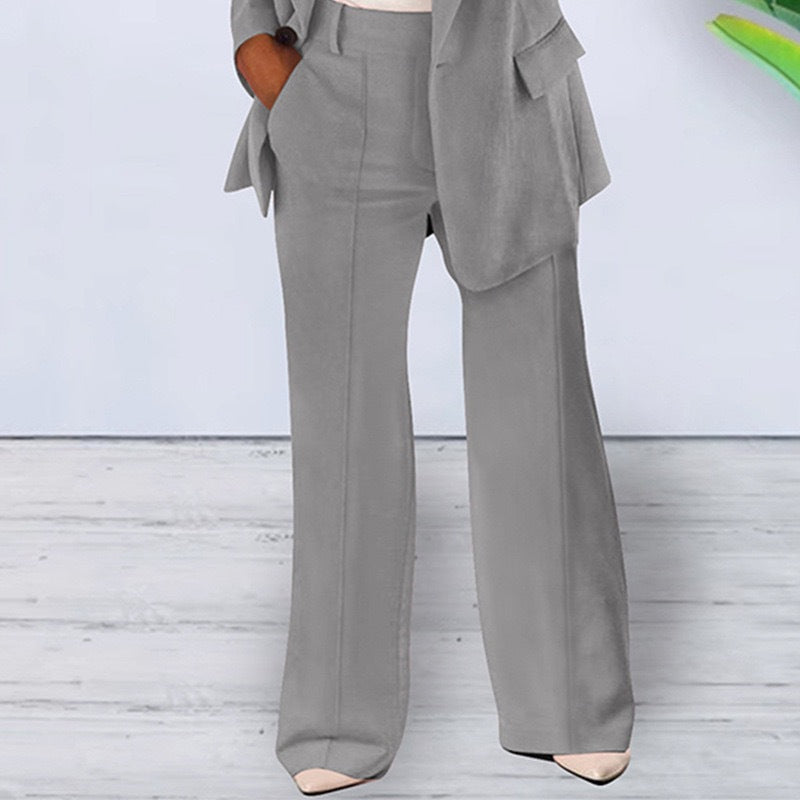 Women's Elegant and Loose Blazer Set with Wide Pants