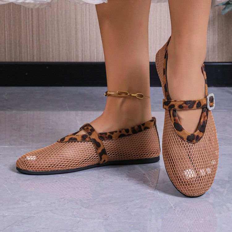 Women's Breathable Ballet Flats with Fashionable Cutout Pattern and Comfortable Strap