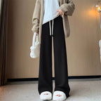 Women's Comfortable High-Waisted Knit Pants with Drawstring