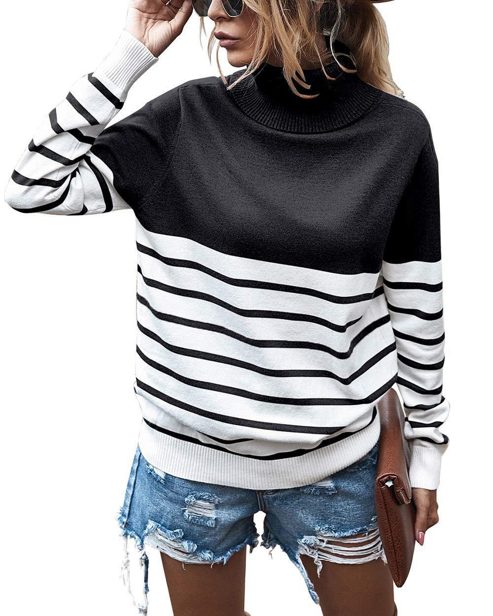 Women's Cozy Striped Turtleneck Sweater