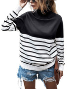 Women's Cozy Striped Turtleneck Sweater