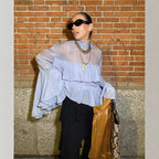 Women's Flowing Ruffle Shirt with Elegant Details