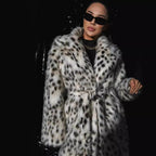 Women's Luxurious Leopard Print Faux Fur Coat