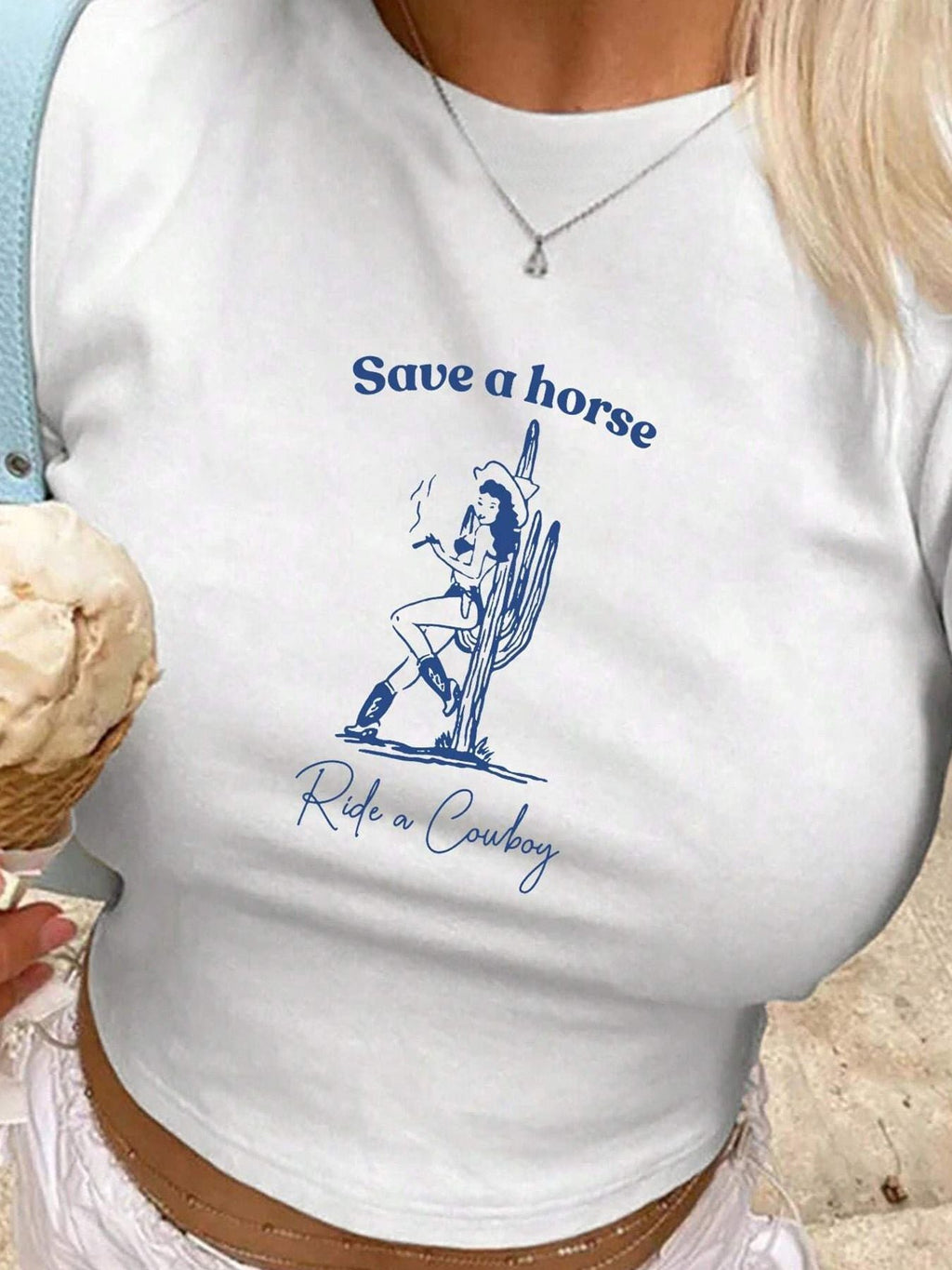 Women's Crop T-Shirt with Nostalgic Print