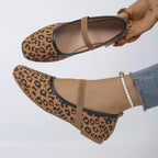Women's Ballet Flats with Elastic Strap and Animal Print
