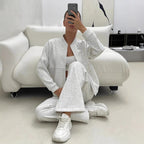 Women's Casual Zip Lounge Set with Stand Collar and Wide High-Waist Joggers